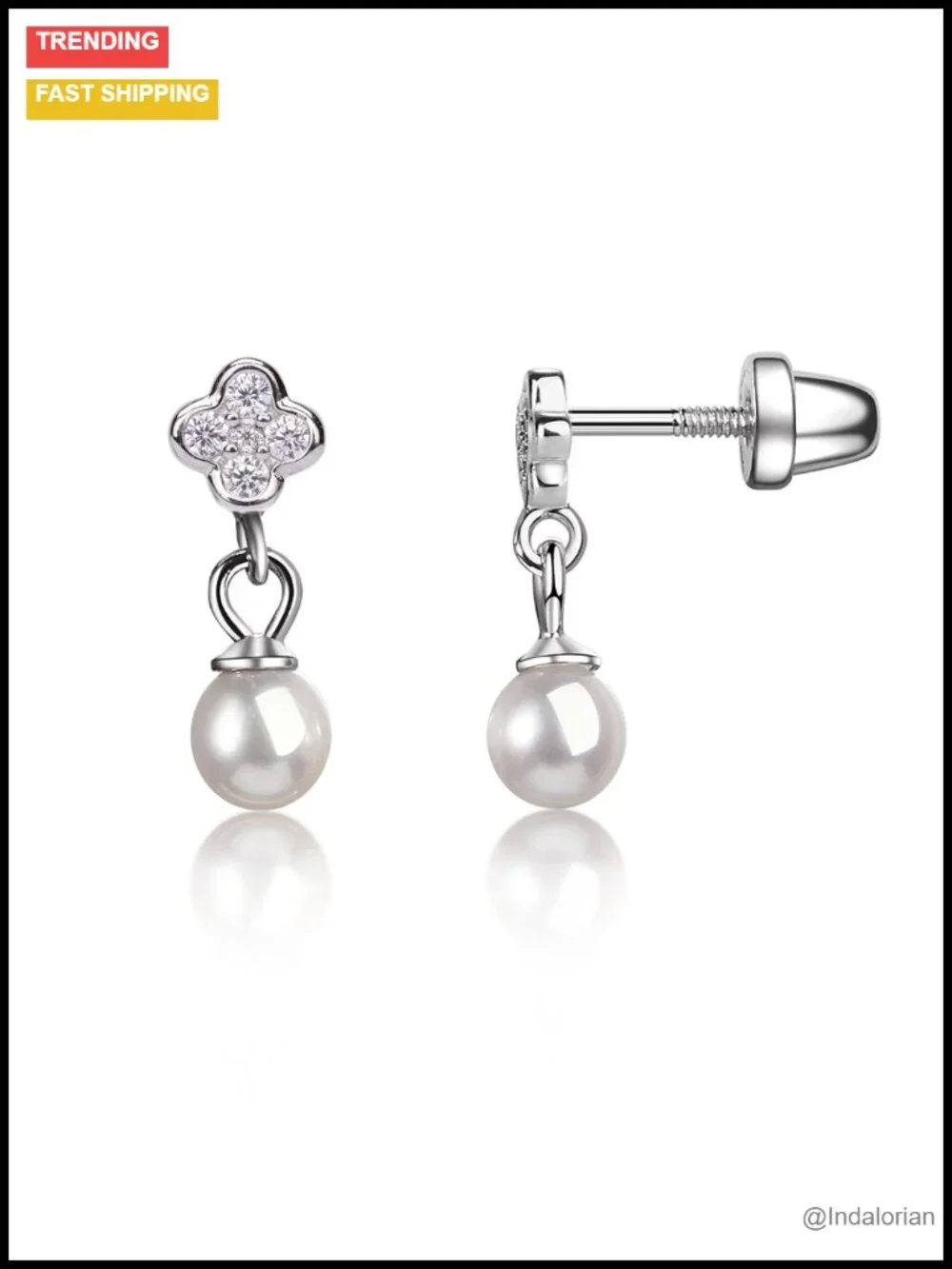 Sterling Silver Freshwater Pearl Drop Earrings for Girls Hypoallergenic Screw